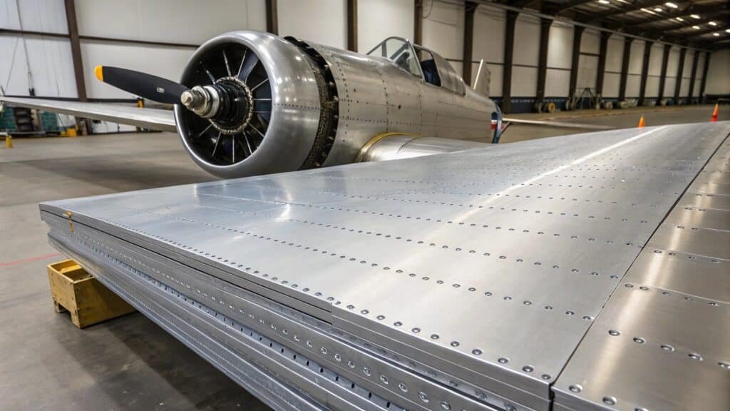 alt with keywords: an engineer inspecting an aviation-grade aluminum component with certification documents nearby